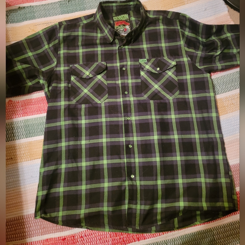 DIXXON Green and Black Casual Button Down Shirt